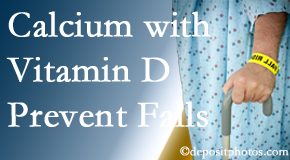 Calcium and vitamin D supplementation may be recommended to Fernandina Beach chiropractic patients who are at risk of falling.