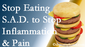 Fernandina Beach chiropractic patients do well to avoid the S.A.D. diet to reduce inflammation and pain.