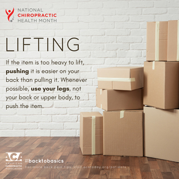 Amelia Chiropractic Clinic advises lifting with your legs.
