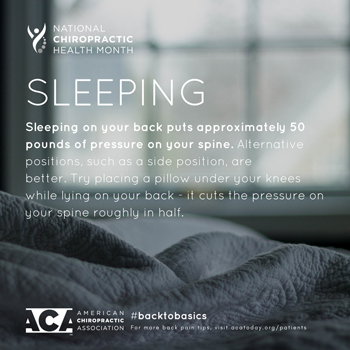 Amelia Chiropractic Clinic recommends putting a pillow under your knees when sleeping on your back.