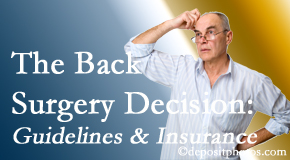 Amelia Chiropractic Clinic notes that back pain sufferers may choose their back pain treatment option based on insurance coverage. If insurance pays for back surgery, will you choose that? 