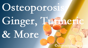 Amelia Chiropractic Clinic shares benefits of ginger, FLL and turmeric for osteoporosis care and treatment.