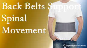 Amelia Chiropractic Clinic offers support for the benefit of back belts for back pain sufferers as they resume activities of daily living.