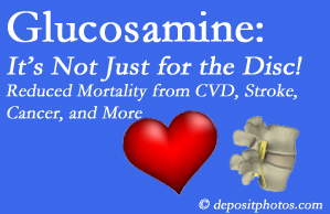 Fernandina Beach health benefits from glucosamine utilization include reduced overall early mortality and mortality from cardiovascular issues.